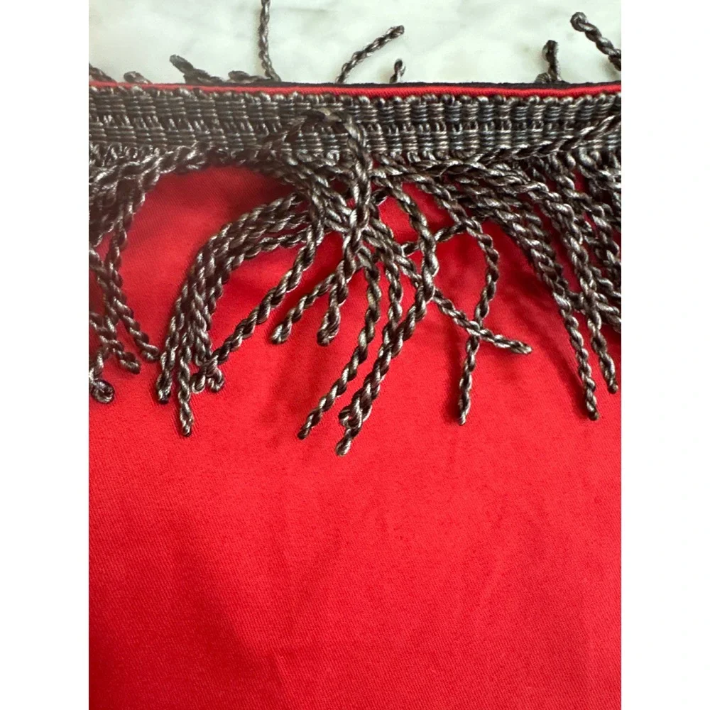 Scalamandre Zebras Christmas Stocking Red Cotton Bullion Fringe Safari Decor 23i